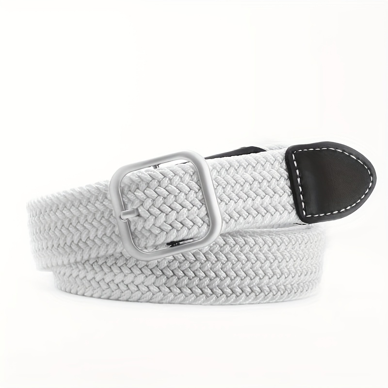Woven Braided Belt Elastic Square Buckle One Size Fits Most